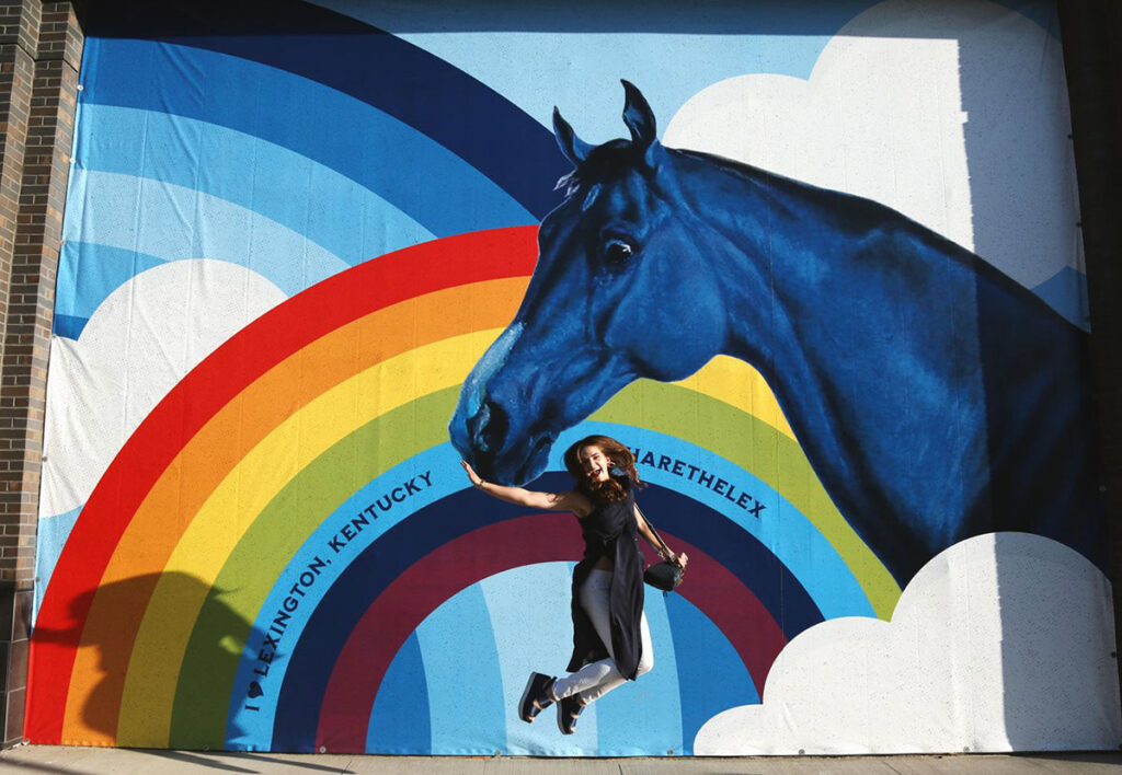 Horse and rainbow mural