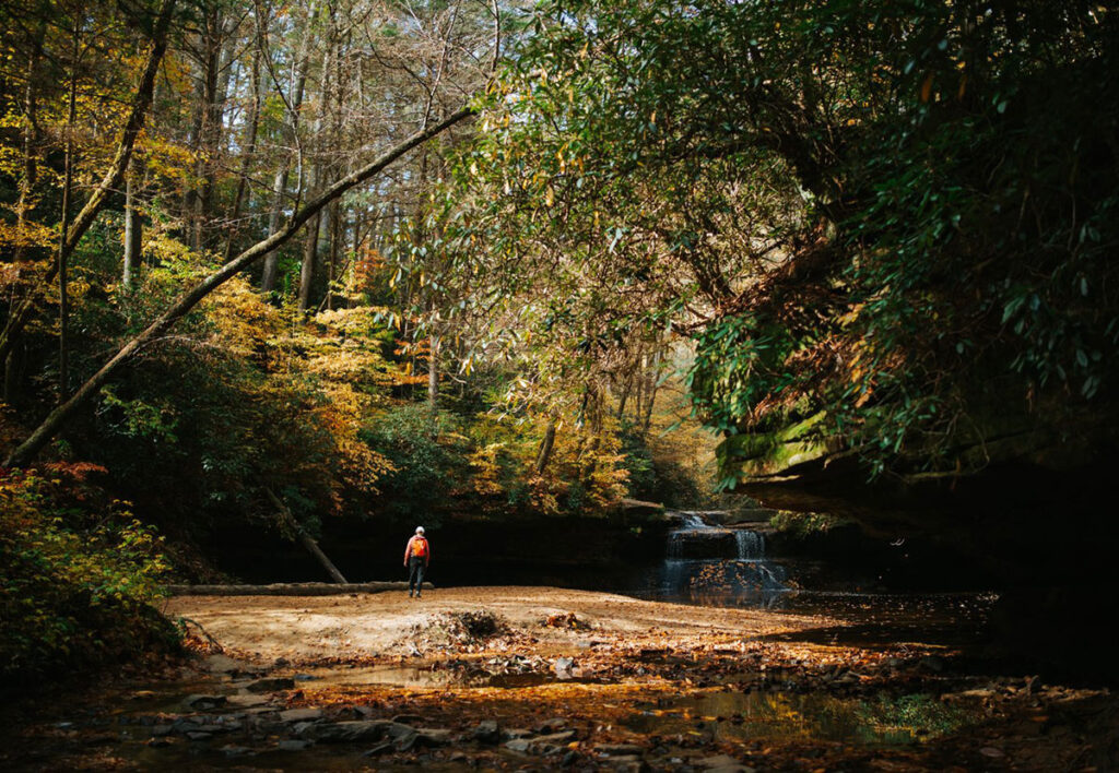 Hiking waterfall trail