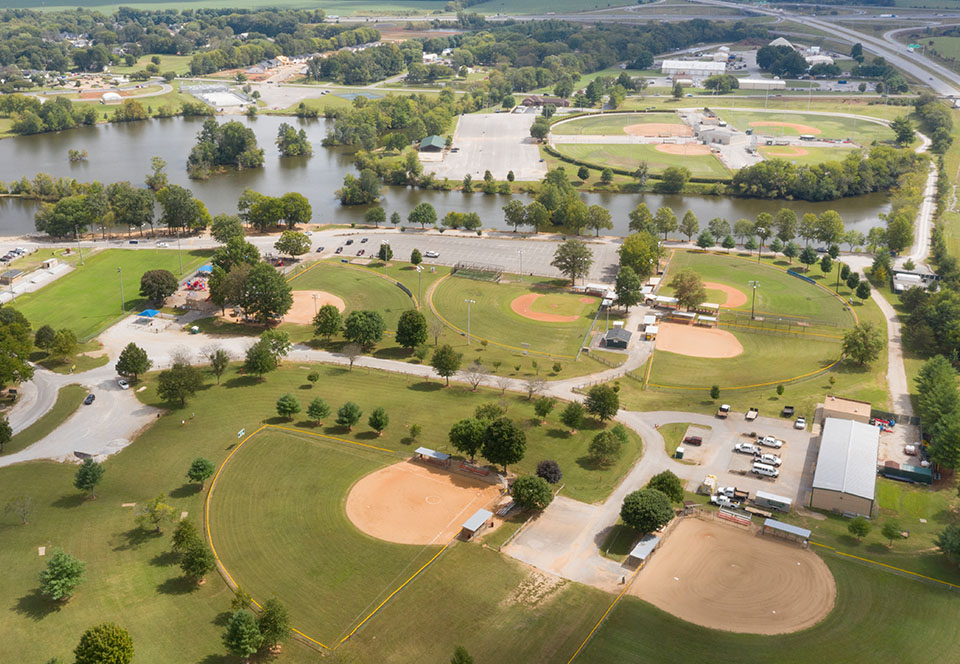 Bird's eye view, baseball fields