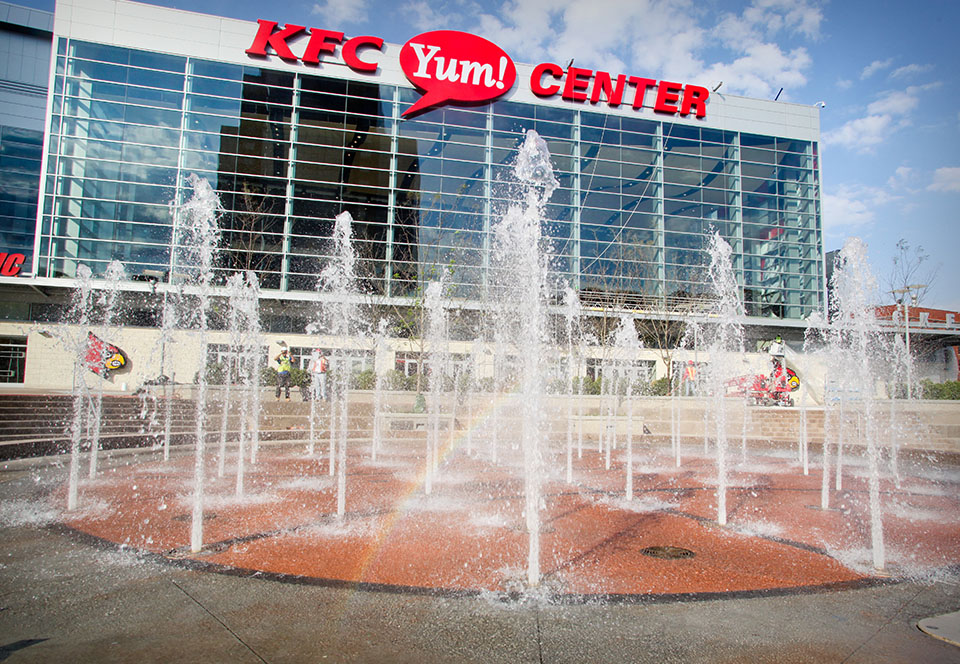 Fountains outside KFC Yum! Center