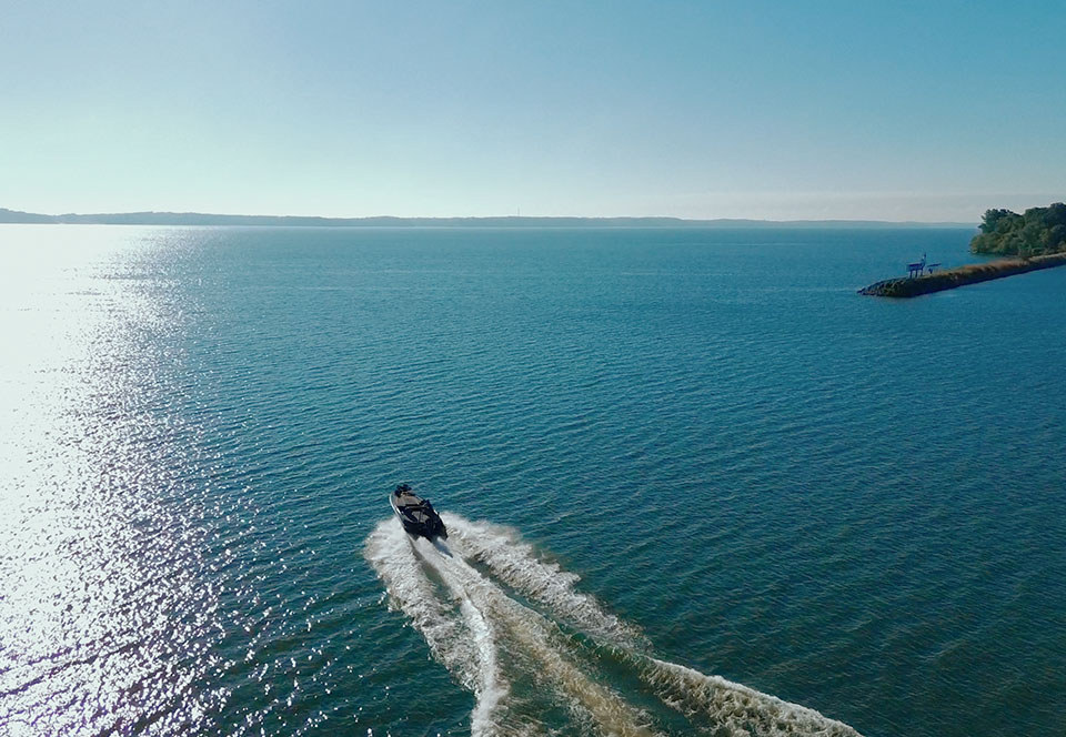 Speedboat, aerial view