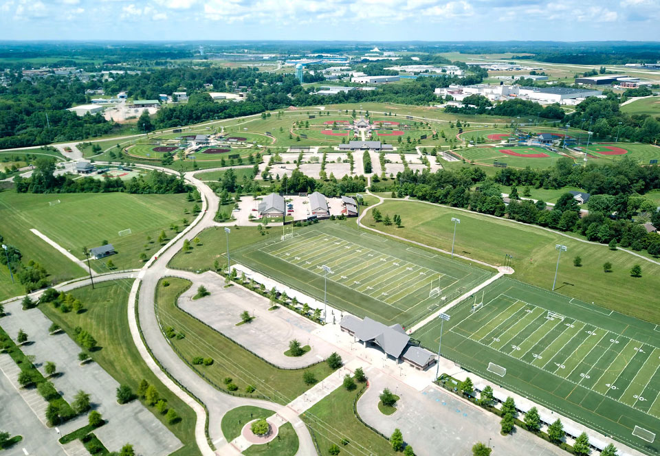 Bird's eye view of fields