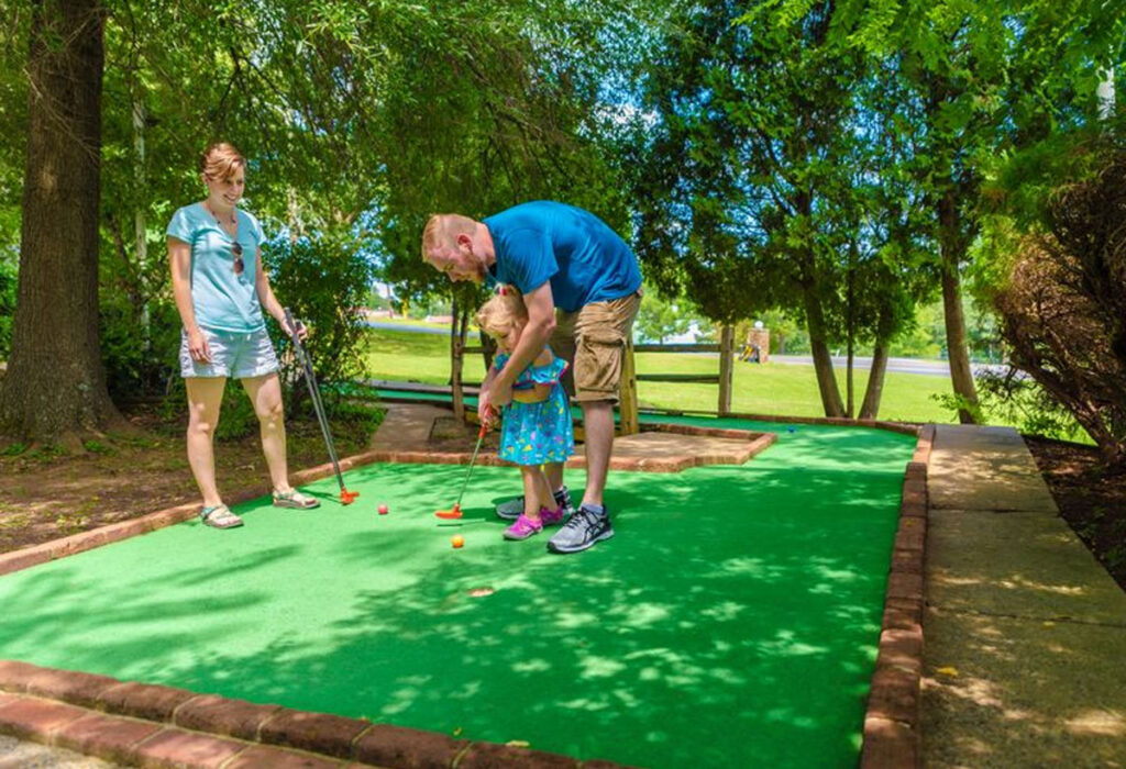 Family at miniature golf