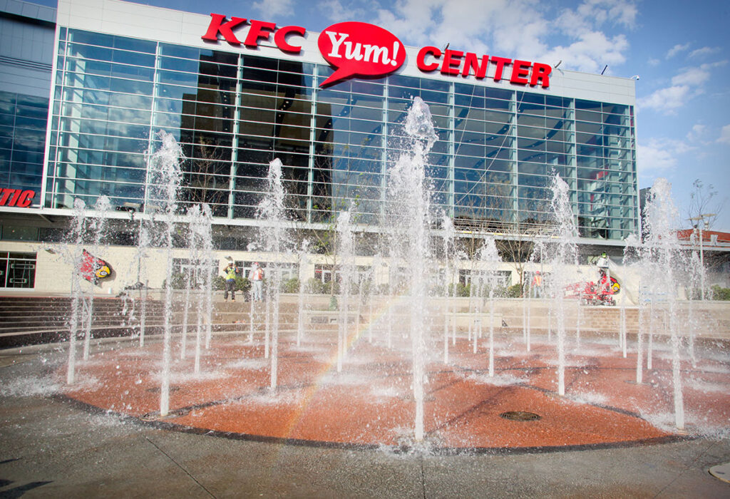 Fountains outside KFC Yum Center